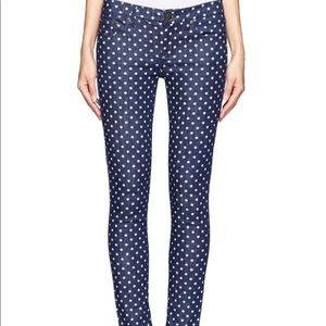 J.Crew size 32 toothpick blue polka dot skinny jeans